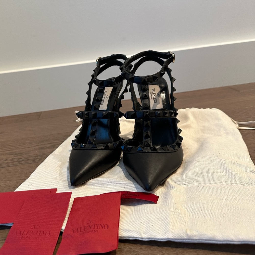 Valentino Garavani Rockstud Leather 100mm Pumps - Black
